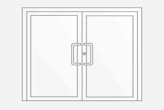 Double-leaf entrance door, can also be constructed with sidelights and toplight