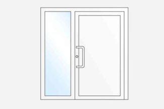 Single leaf entrance door with sidelight, left or right