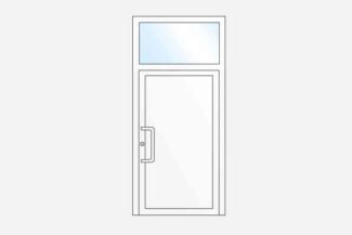 Single-leaf entrance door with toplight