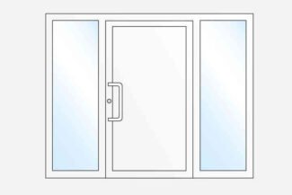 Single-leaf entrance door with two sidelights