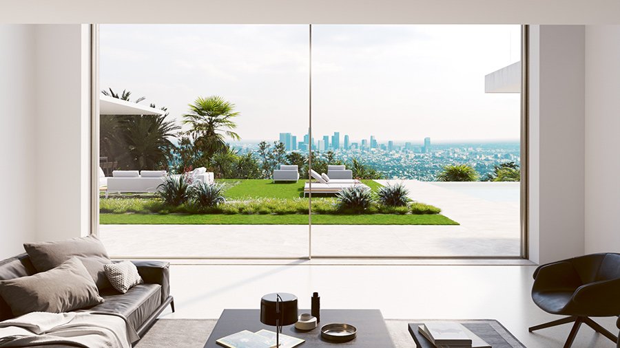 Barrier-free transition between the interior and outside elements